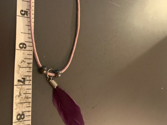 Boho Maroon Feather Pendant - image 4