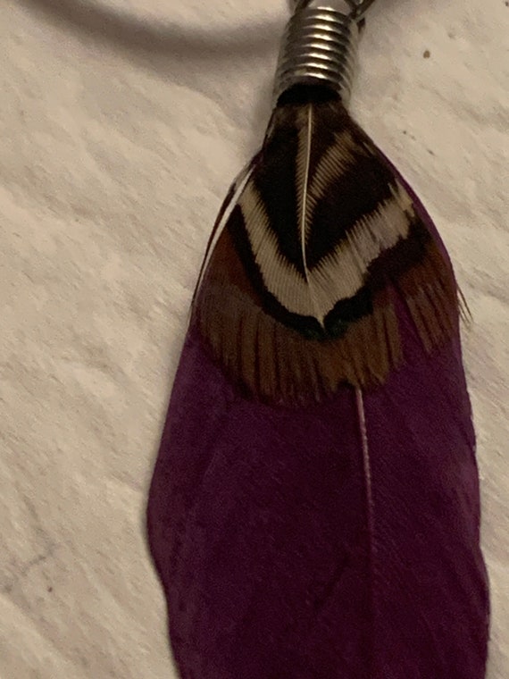 Boho Maroon Feather Pendant - image 9