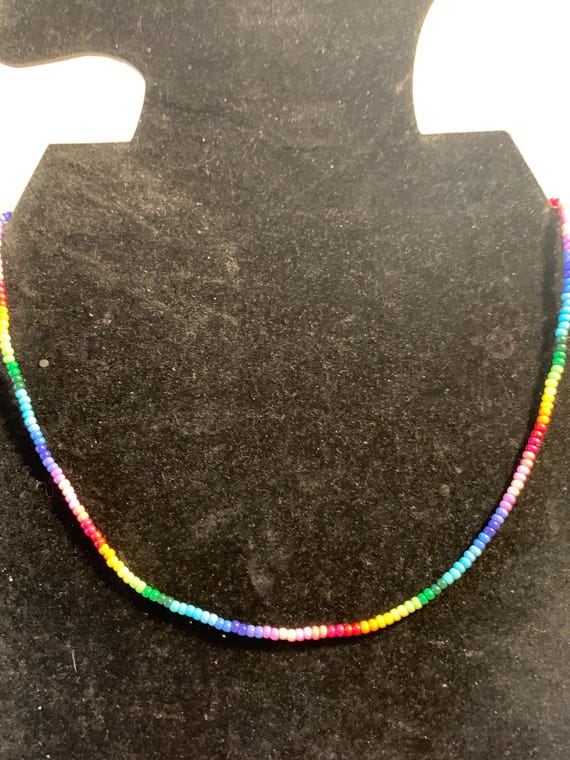 Micro Rainbow Beaded Neckace - image 2