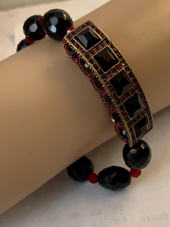 Ruby Glass Beaded Brass Bracelet - image 4