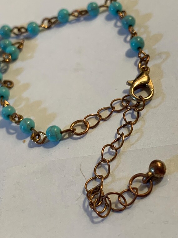 Turquoise Beaded Anklet - image 3