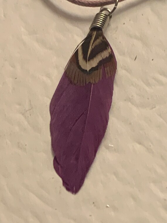 Boho Maroon Feather Pendant - image 8