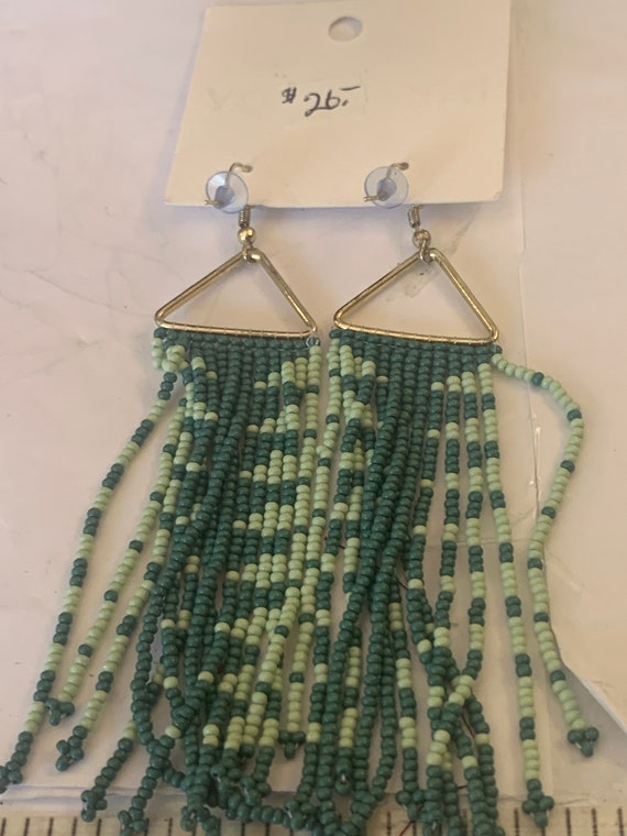 Ink+ Alloy Fringe on Triangle Native Earrings - image 4