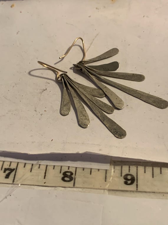 Dangling Silver Feather Hook Earrings - image 4