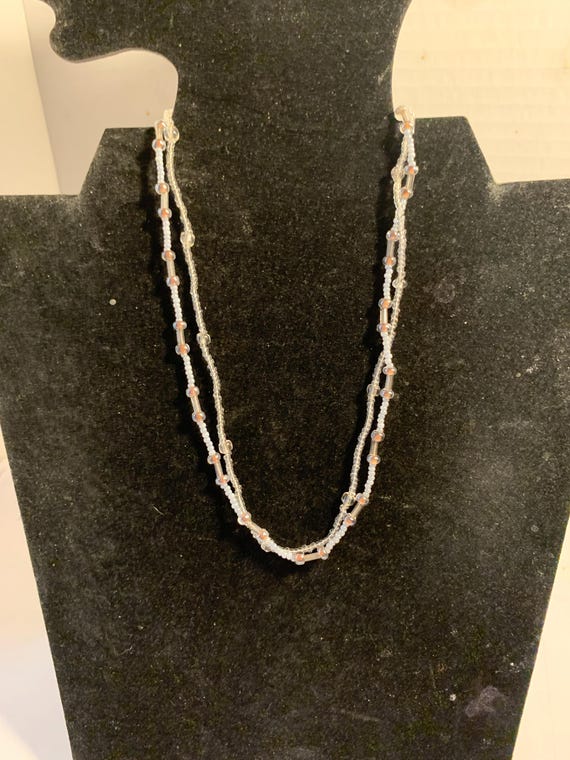 Two Stranded Beaded Necklace - image 1