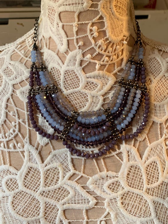 Layered Multi Strand Multi Colored Statement Bib … - image 1