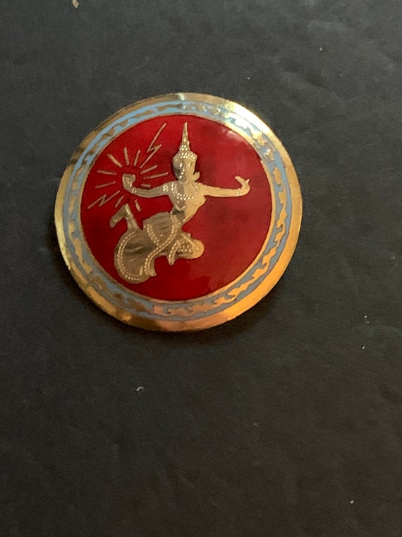 Broche Vintage En Argent Représentant Un Danseur Thaïlandais, Occasion