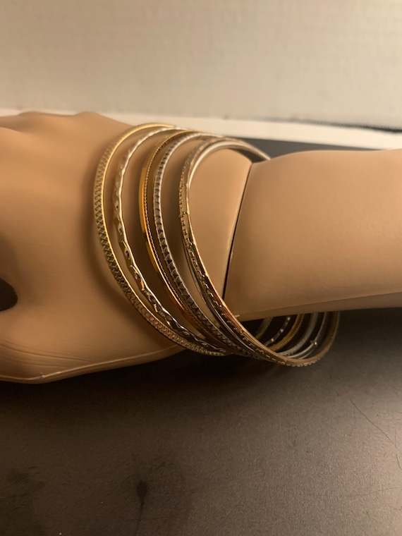 6 STACKABLE SILVERANDGOLDTONE BANGLES - image 1