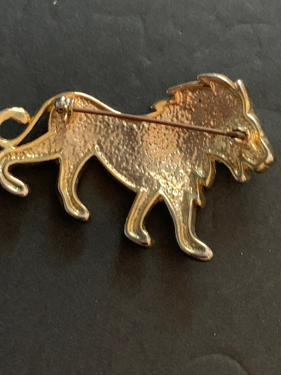 Vintage Rhinestone Lion Brooch - image 5