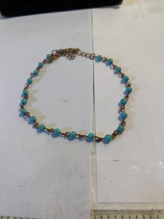 Turquoise Beaded Anklet - image 1