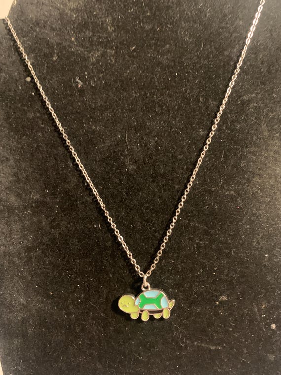 Silvertone Turtle Pendant - image 2