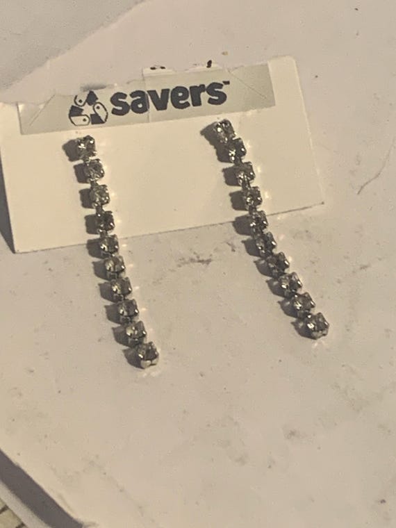 2 inch Chainlink Rhinestone Dangling Earrings - image 2