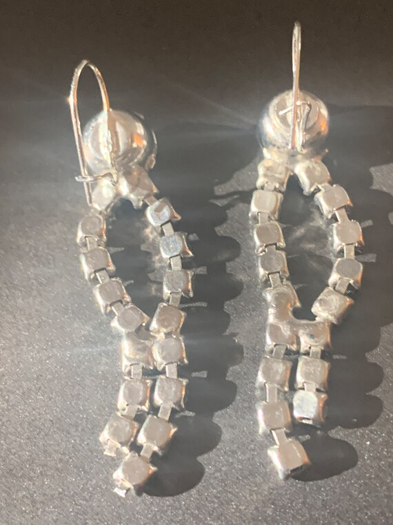 Silver Rhinestone Dangling Earrings - image 6