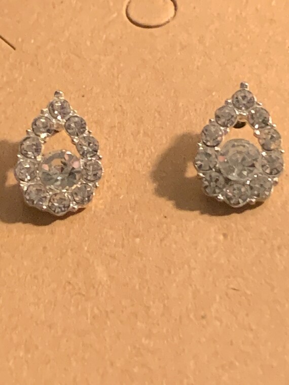 Rhinestone Raindrop Stud Earrings - image 2