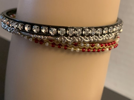 3 RHINESTONE STACKABLE BANGLES - image 3
