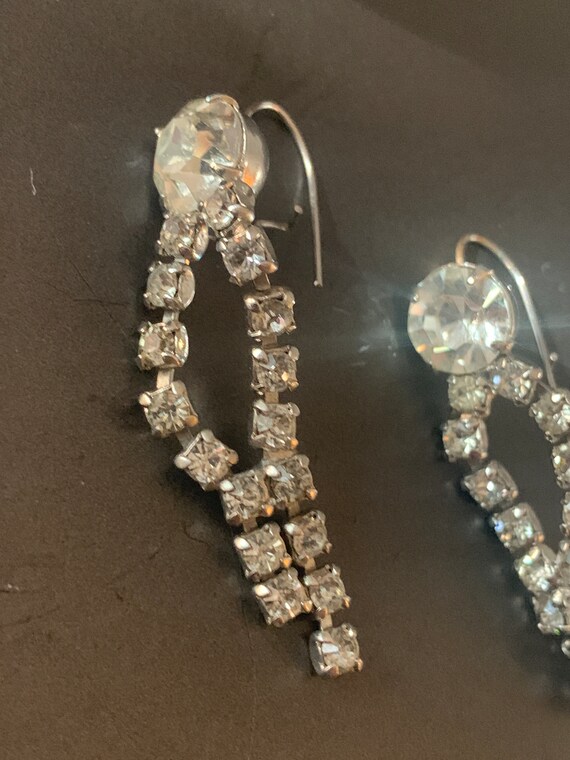 Silver Rhinestone Dangling Earrings - image 4