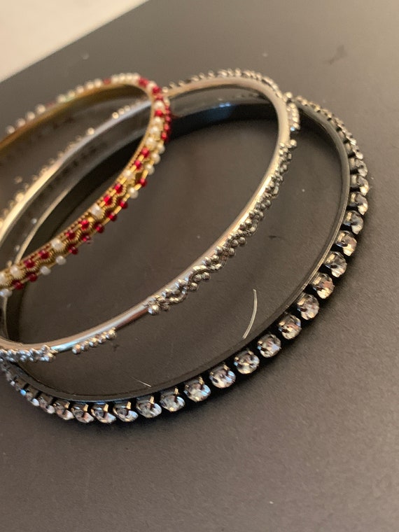 3 RHINESTONE STACKABLE BANGLES - image 4