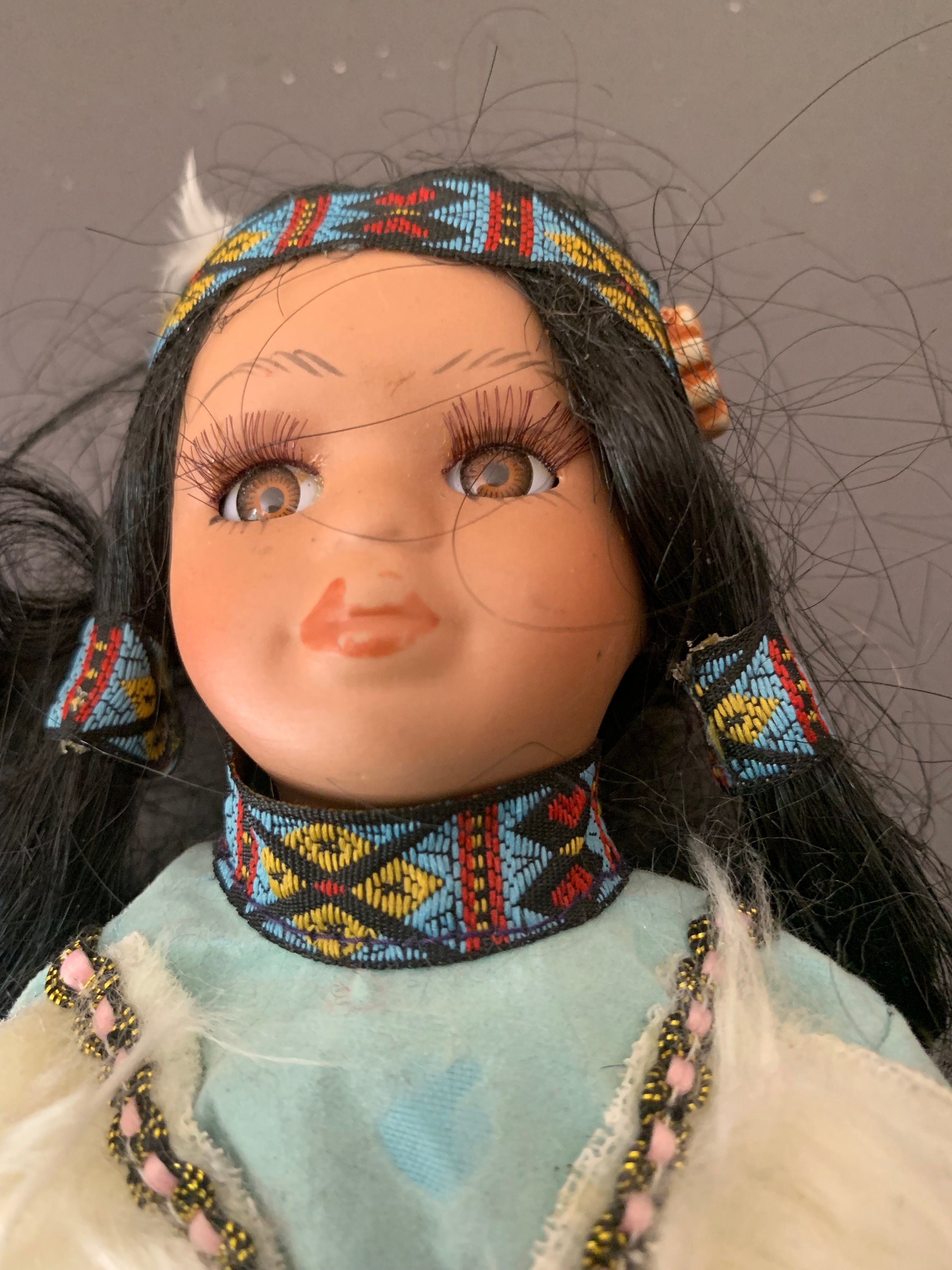 Porcelain Native Indian Doll - Etsy