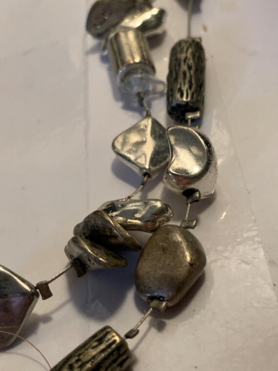 Multi Silver Beaded two Strand Wire Necklace by C… - image 6