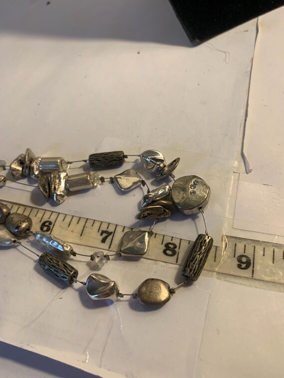 Multi Silver Beaded two Strand Wire Necklace by C… - image 3