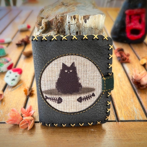 Women Cute Cat Wallet - Handmade Wallet, Vegan Wallet, Gift For Her, Cat Mom, Wallet Women