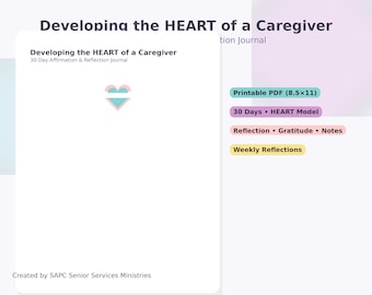 Caregiver Self-Care Journal: 30-Day Affirmation & Reflection (Printable PDF)