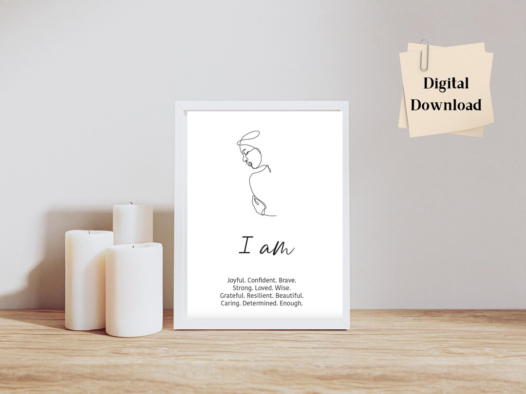 I Am Definition Line Art Print: Minimalist Woman Portrait (digital ...