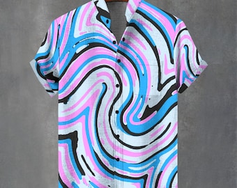 Camisa con estampado de ondas psicodélicas – Estilo rave