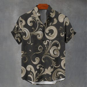 Floral Print Digital Art Party Shirt All Over Flower Print Gift For Him or Her Button Up Mans Button Down Fancy Shirt.