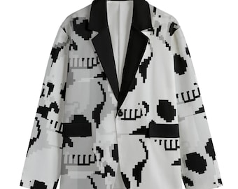 Blazer imprimé crânes pixélisés - Veste de costume de fête abstraite