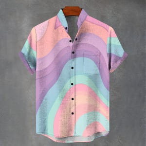 Button Up Shirt Men&#39;s Party Vibe Hawaiian Style Retro Graphic Shirt For Men