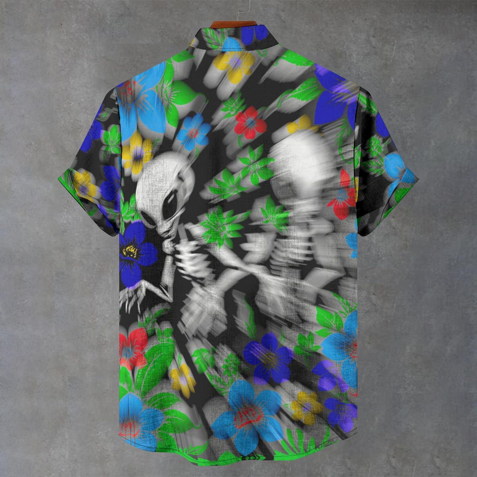 Men's Psychedelic Alien Hawaiian Shirt, Abstract Floral Button Up - Etsy