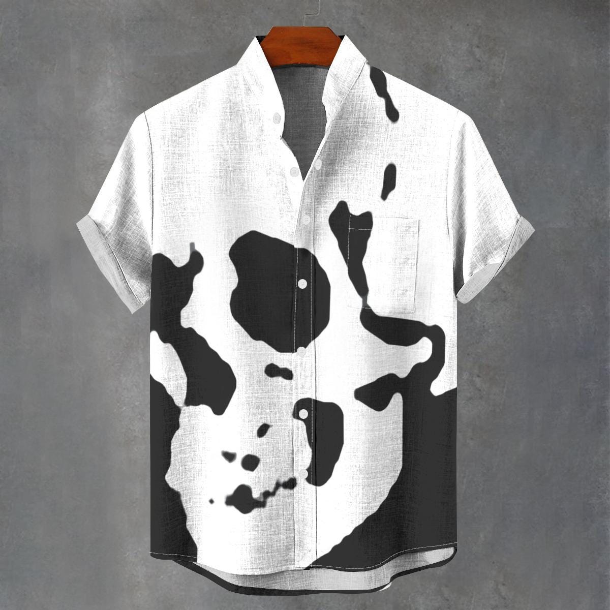 Chemise D'été Rétro Pour Homme - Motif Floral - Tête De Mort - Imprimé à Revers - Boutons - Manches Courtes - Gothique - Squelette - Chemise Imprimée - Chemise De Vacances - Chemise De Plage - Chemise