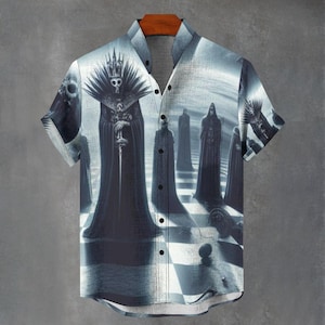Abstract Psychedelic Alien High Council Grunge Party Shirt All Over Print Gift For Him/ Her Button Up Button Down Shirt For Festival.