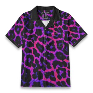 Hawaiian Shirt Party Gift For Him Or Her Tropical All Over Print Pink Leopard Print Cotton Button Up Shirt For Summer.