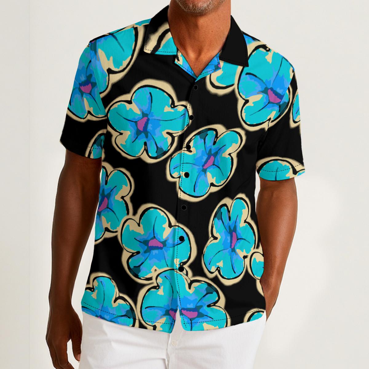 Men's Hawaiian Shirt, Floral Skull Print - Cotton Spandex Blend - Etsy