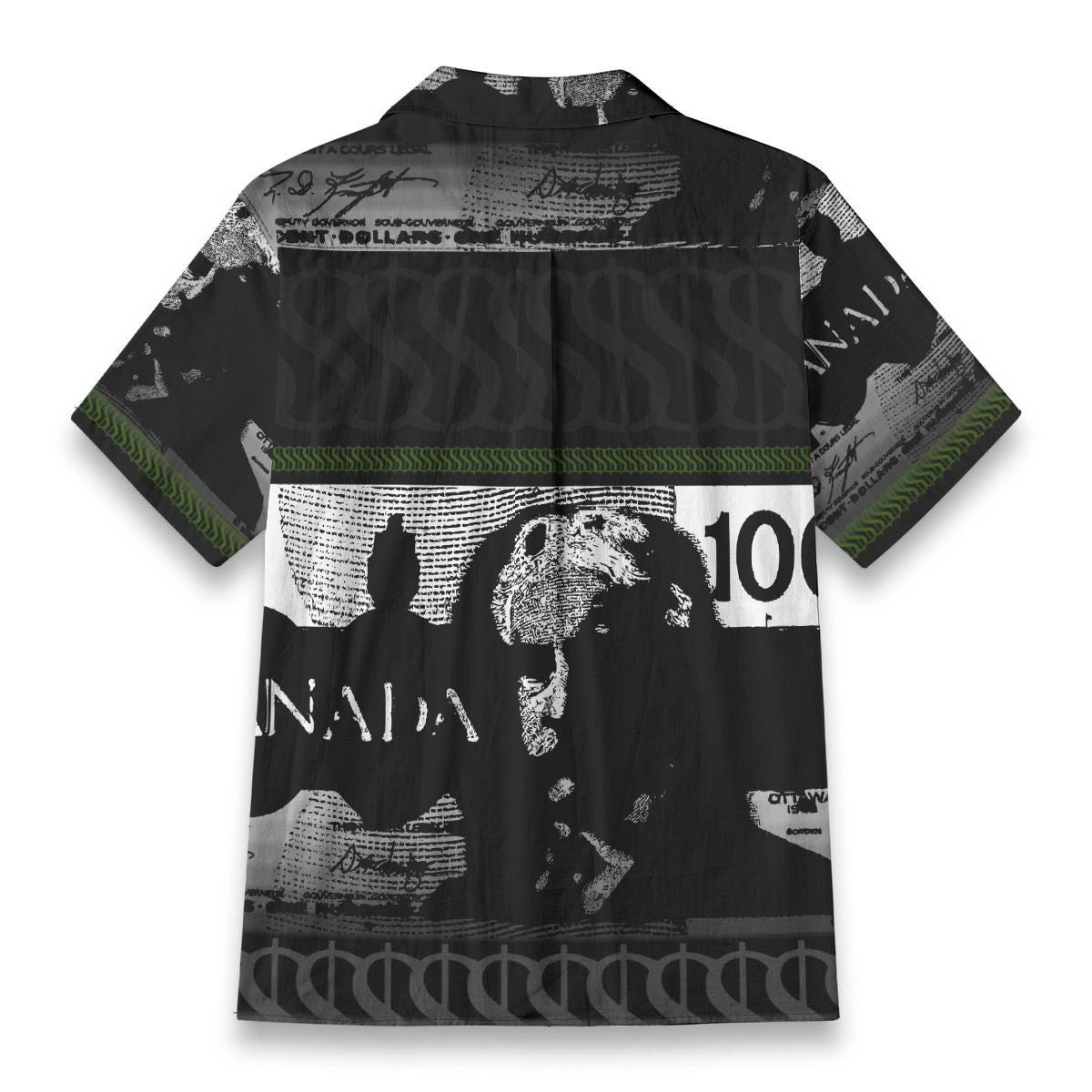 Geometric Money Print Button-up Shirt – Abstract Dollar Bill