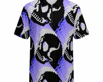 Polo de golf con collage de calaveras abstractas - Estampado floral hawaiano