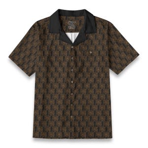 Brown Leopard Print Men&#39;s Button Down Party Shirt For Music Festival or Vacation