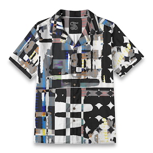 Abstract Checker Psychedelic Square Pattern Button Down Shirt For Summer Gift or Rave