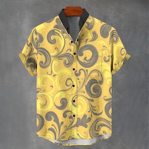 Floral Print Digital Art Party Shirt All Over Flower Print Gift For Him or Her Button Up Mans Button Down Fancy Shirt.