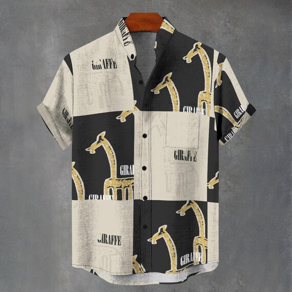 giraffe dress shirt Giraffe Print Cotton Button-Down Shirt