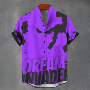 Dream Invader Abstract Cloud Psychedelic Shirt For Music Festival or Summer Party Gothic Purple Cloud With Face in it.