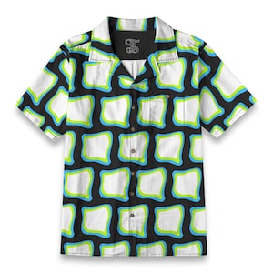 Abstract Checker Psychedelic Square Pattern Button Down Shirt For Summer Gift or Rave V2 Full Pattern