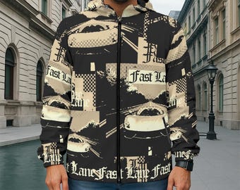 Vintage 90s FAST LANE High Speed Freak Racing Zip Men's Jacket