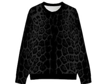 Dark Grey Jaguar Print Crewneck Sweatshirt – Cotton French Terry