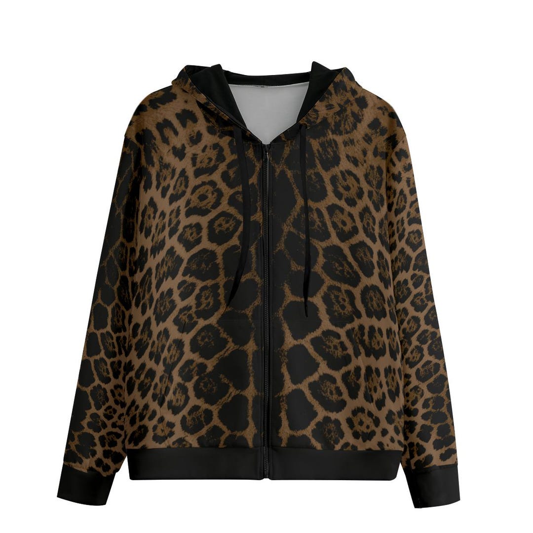 激レア　SAPEur BROWN LEOPARD HEAD HOODIE JAGUAR Brown - All Over Print Leopard Men's Lined Polyester Pull