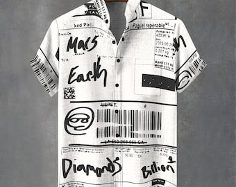 Gestreiftes Hemd mit abstraktem Strichcode Print