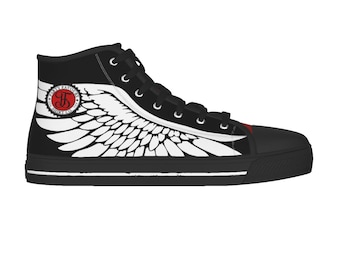 Ángeles rezando - Zapatillas altas de lona con cordones - Calzado veraniego con alas de ángel abstractas