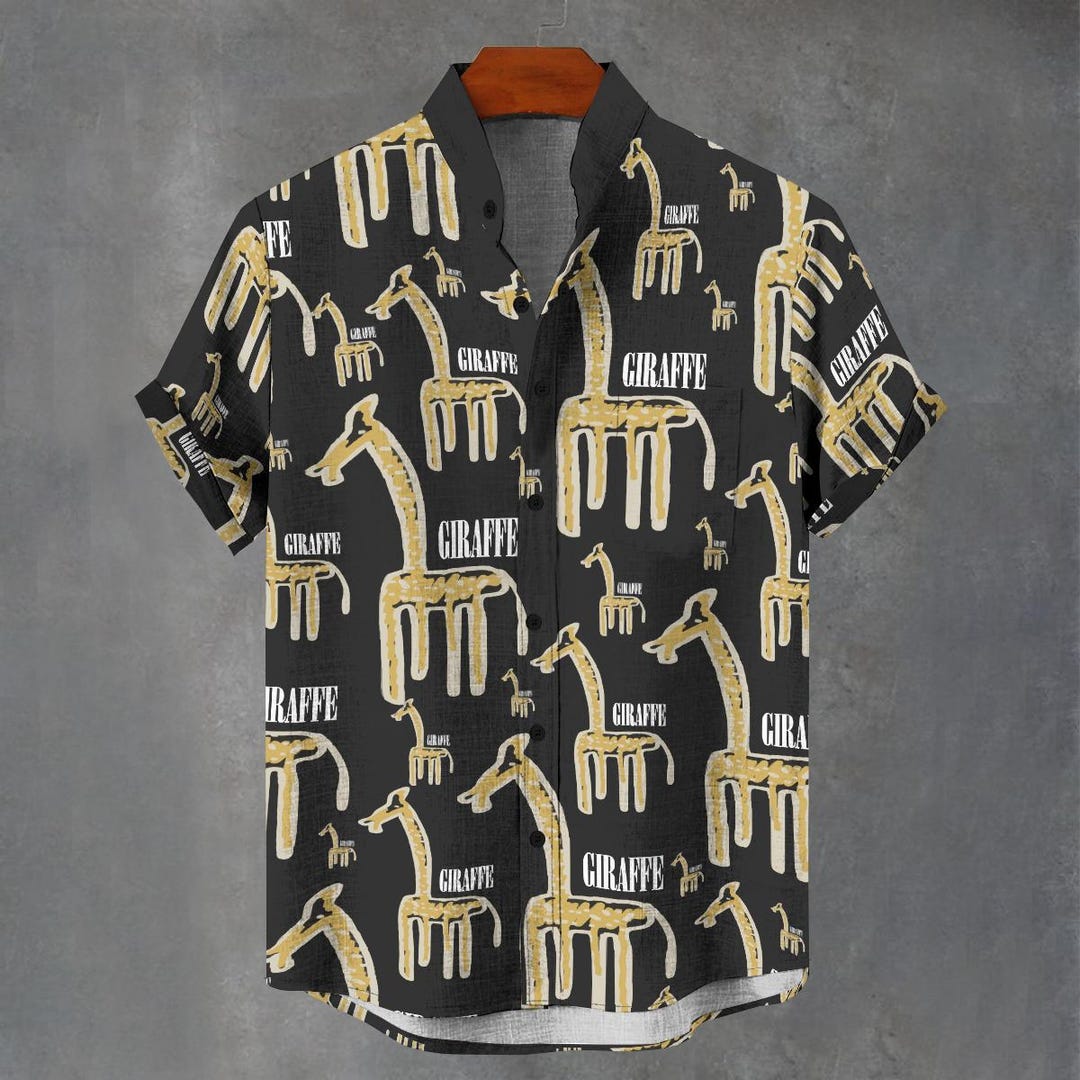 giraffe dress shirt Giraffe Print Button-down Shirt – Animal Lover Party Top